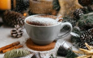 a cup of hot chocolate on a table